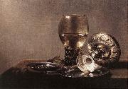 CLAESZ, Pieter Still-life with Wine Glass and Silver Bowl dsf oil